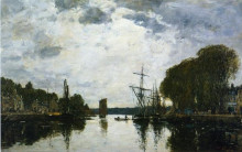 Репродукция картины "the port of landerneau - finistere" художника "буден эжен"