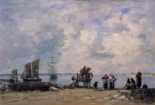 Картина "fishermen&#39;s wives at the seaside" художника "буден эжен"
