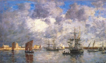 Копия картины "harbour at camaret" художника "буден эжен"