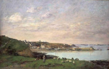 Репродукция картины "view at saint-quay-portriaux" художника "буден эжен"