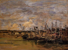 Репродукция картины "portrieux fishing boats at low tide" художника "буден эжен"