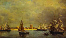 Копия картины "the port of camaret" художника "буден эжен"