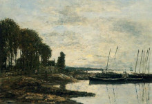 Картина "the shore at plougastel" художника "буден эжен"