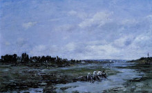 Копия картины "laundresses on the banks of the river" художника "буден эжен"
