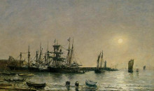 Копия картины "portrieux boats at anchor in port" художника "буден эжен"