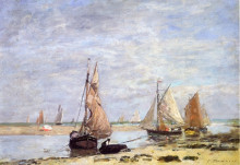 Картина "sailboats near trouville" художника "буден эжен"
