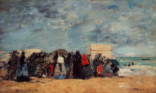 Репродукция картины "trouville, beach scene" художника "буден эжен"