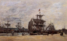 Репродукция картины "deauville, docked boats" художника "буден эжен"