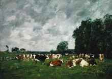 Картина "fields in fervaques" художника "буден эжен"