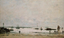 Копия картины "the port portrieux at low tide" художника "буден эжен"
