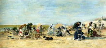 Картина "trouville, beach scene" художника "буден эжен"