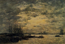 Копия картины "bordeaux, boats on the garonne" художника "буден эжен"