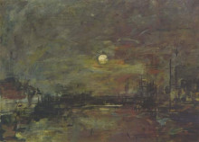 Копия картины "dusk over the port of le havre" художника "буден эжен"