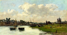 Картина "the port of trouville" художника "буден эжен"