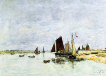 Репродукция картины "etaples, boats in port" художника "буден эжен"