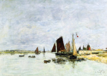 Копия картины "etaples, boats in port" художника "буден эжен"