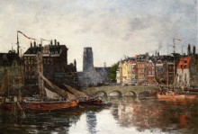 Репродукция картины "rotterdam, the pont de la bourse" художника "буден эжен"