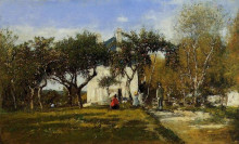 Картина "fervaques, garden and house of monsieur jacuette" художника "буден эжен"