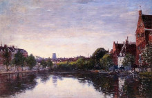 Картина "rotterdam. a corner of the basin" художника "буден эжен"