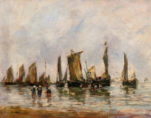 Копия картины "fishing boats at berck" художника "буден эжен"