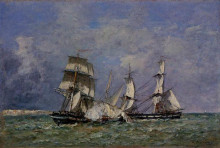 Картина "the capture of the &#39;petit rodeur&#39;" художника "буден эжен"