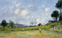 Копия картины "the harvest near trouville" художника "буден эжен"