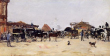Копия картины "la place de la gare a deauville" художника "буден эжен"