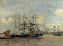 Копия картины "le havre, three master at anchor in the harbor" художника "буден эжен"