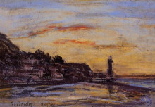Копия картины "the honfleur lighthouse" художника "буден эжен"