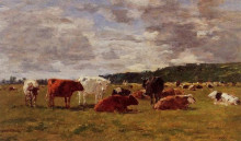 Репродукция картины "pasture at deauville" художника "буден эжен"