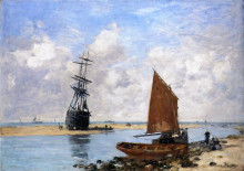 Картина "the trouville chanel, low tide" художника "буден эжен"