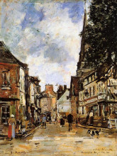 Копия картины "fervaques, a village street" художника "буден эжен"