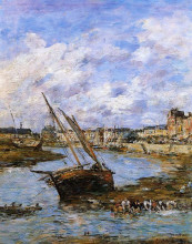 Картина "trouville, the inner port, low tide" художника "буден эжен"
