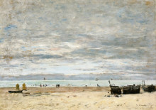 Репродукция картины "berck, the beach at low tide" художника "буден эжен"