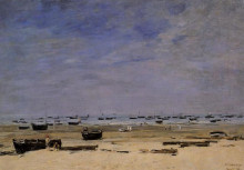 Картина "the coastline at berck at low tide" художника "буден эжен"