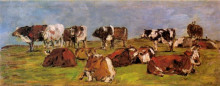 Копия картины "cows in a field" художника "буден эжен"