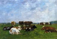 Копия картины "cows in a pasture" художника "буден эжен"