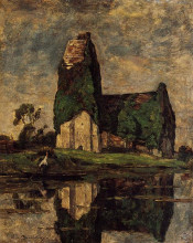 Картина "criqueboeuf, the church" художника "буден эжен"