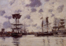 Репродукция картины "sailing boats at anchor" художника "буден эжен"