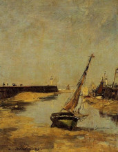 Картина "trouville, the jettys, low tide" художника "буден эжен"