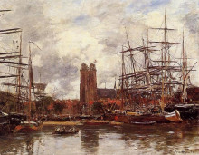 Копия картины "a french port" художника "буден эжен"