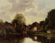 Картина "canel near dordrecht" художника "буден эжен"