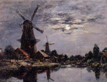 Копия картины "dutch windmills" художника "буден эжен"