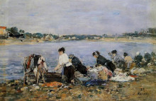 Копия картины "laundresses on the banks of touques" художника "буден эжен"