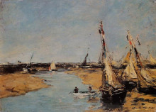 Картина "trouville, the jettys at low tide" художника "буден эжен"