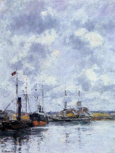 Картина "the trouville basin" художника "буден эжен"