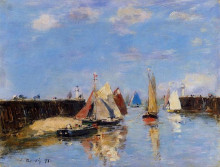 Копия картины "the port of trouville" художника "буден эжен"