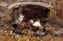 Копия картины "laundresses near a bridge" художника "буден эжен"