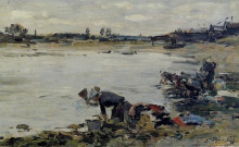 Картина "laundresses on the banks of the touques" художника "буден эжен"