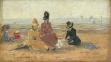 Картина "on the beach, trouville" художника "буден эжен"